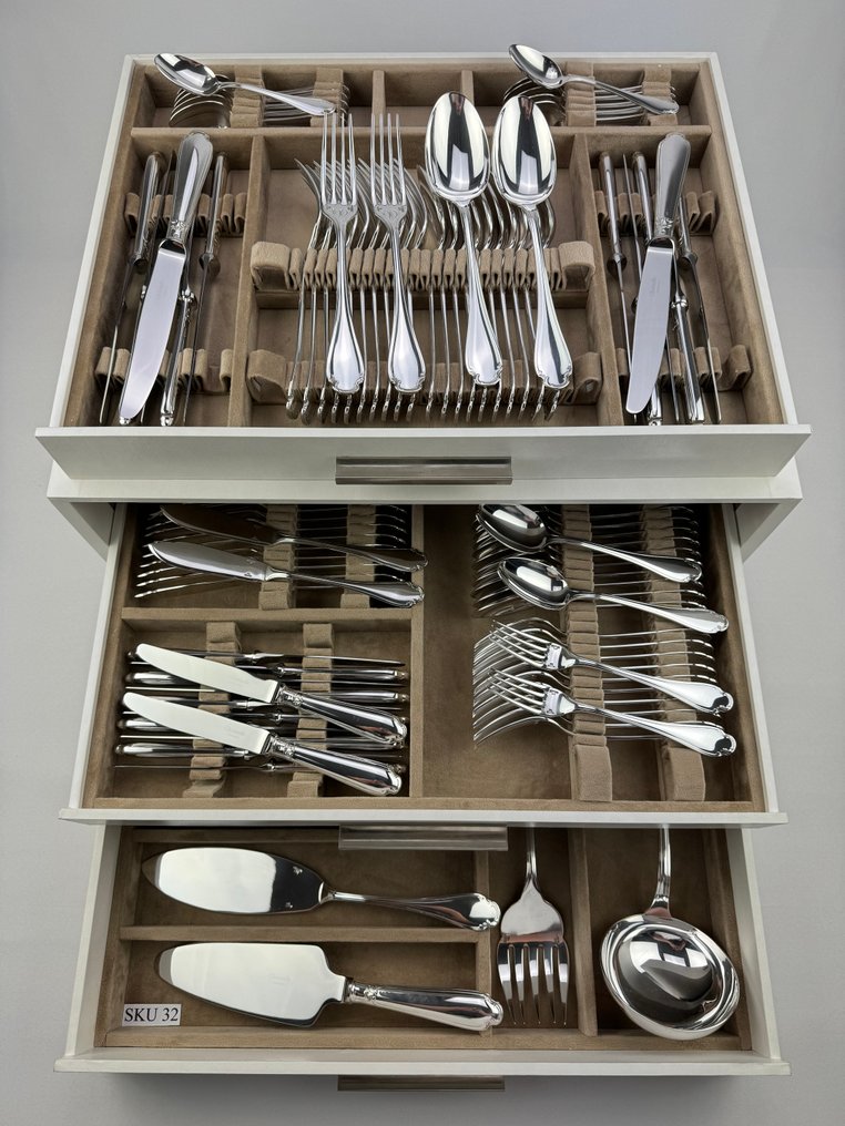 Christofle - Cutlery set for 12 (126) - Pompadour - Silverplated #1.0