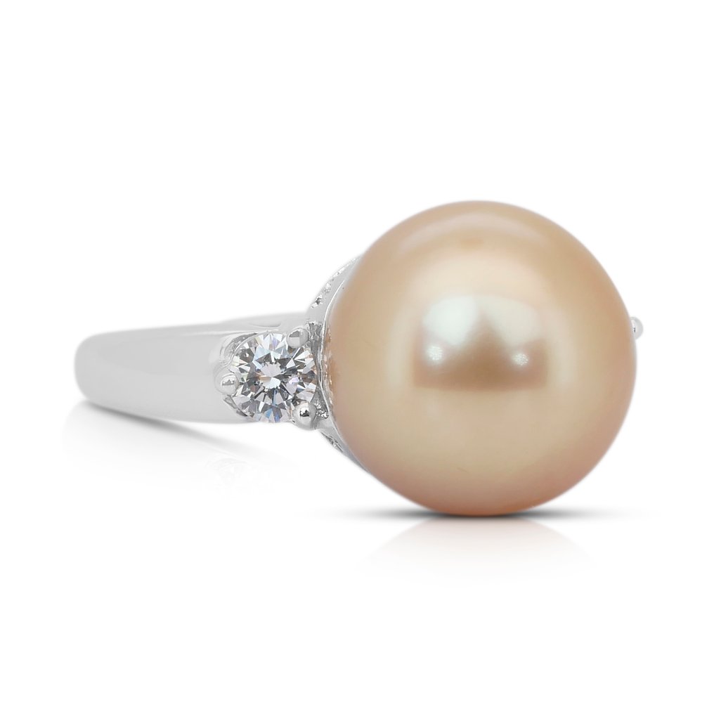 Δαχτυλίδι - 18 καράτια Λευκός χρυσός - 10.28ct. tw. Μαργαριτάρι - Διαμάντι #2.1