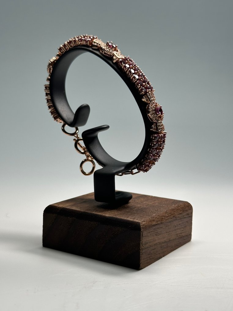 没有保留价 - 手镯 925玫瑰银天然 石榴石 #3.2