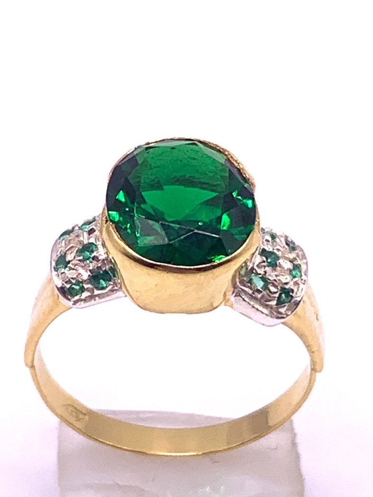 Ingen reservasjonspris - Evighetsring - 9 karat Gull, Sølv Smaragd - Smaragd #4.3