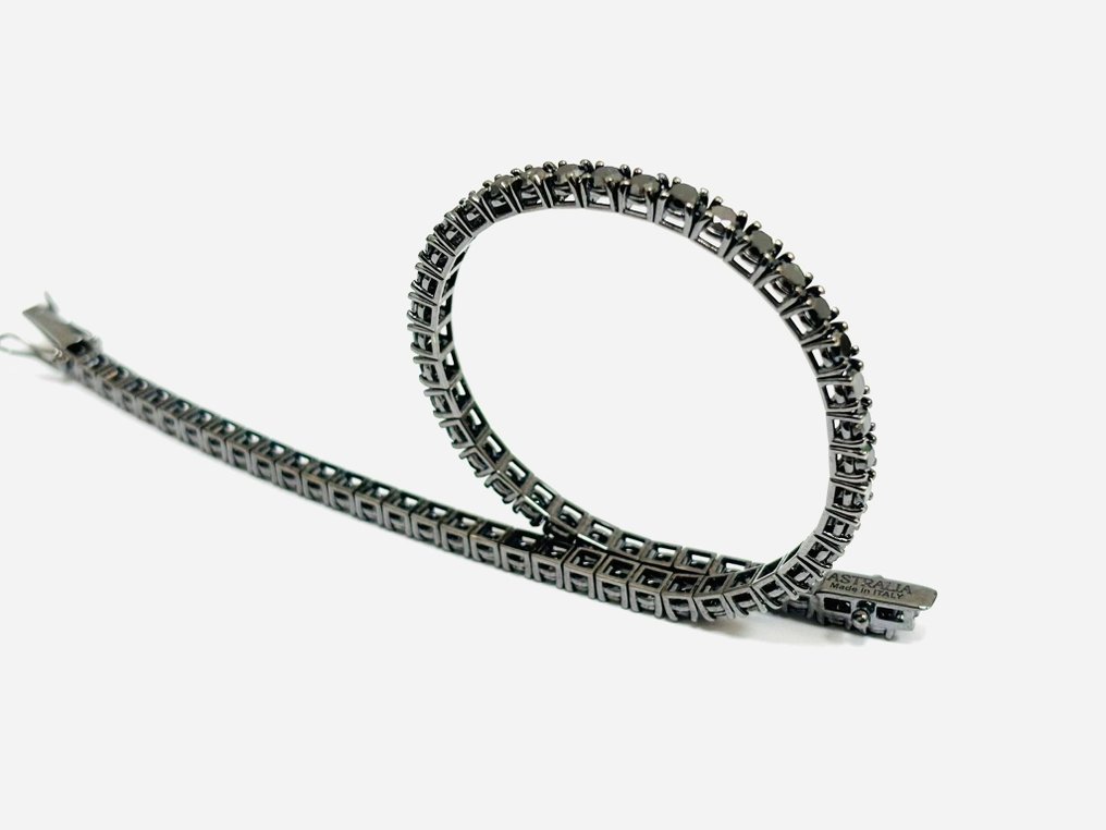 网球手链 - 18K包金 白金 -  10.30ct. tw. 钻石 (经彩色处理)  - 意大利制造 #4.3