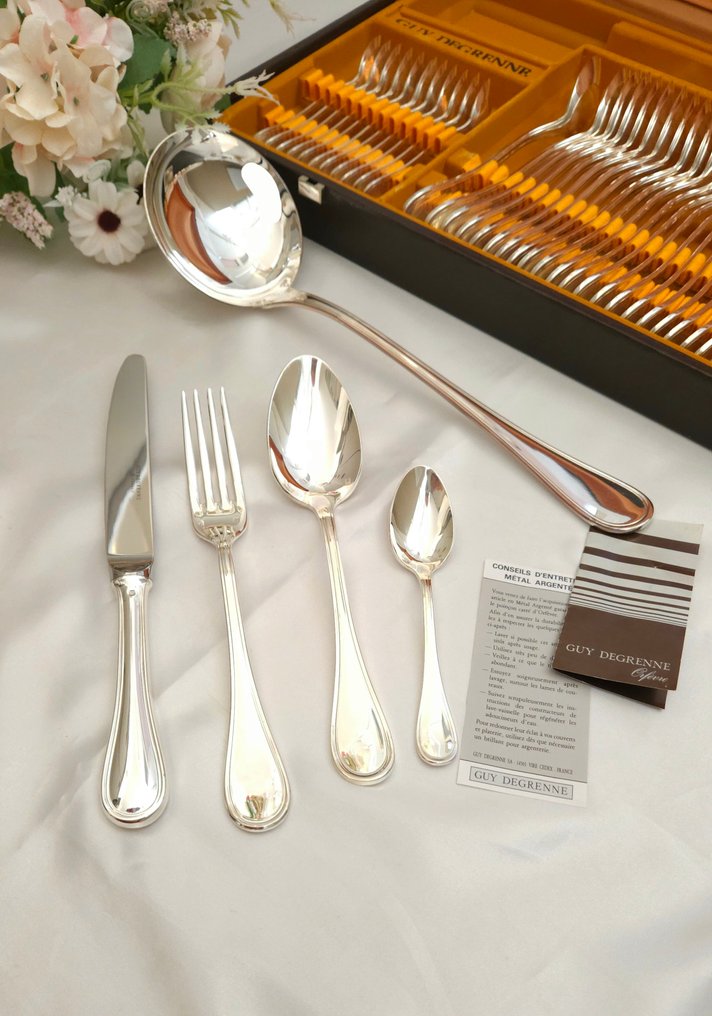 Guy Degrenne - 餐具套装 (51) - 威尼斯 - 银色金属 #1.0