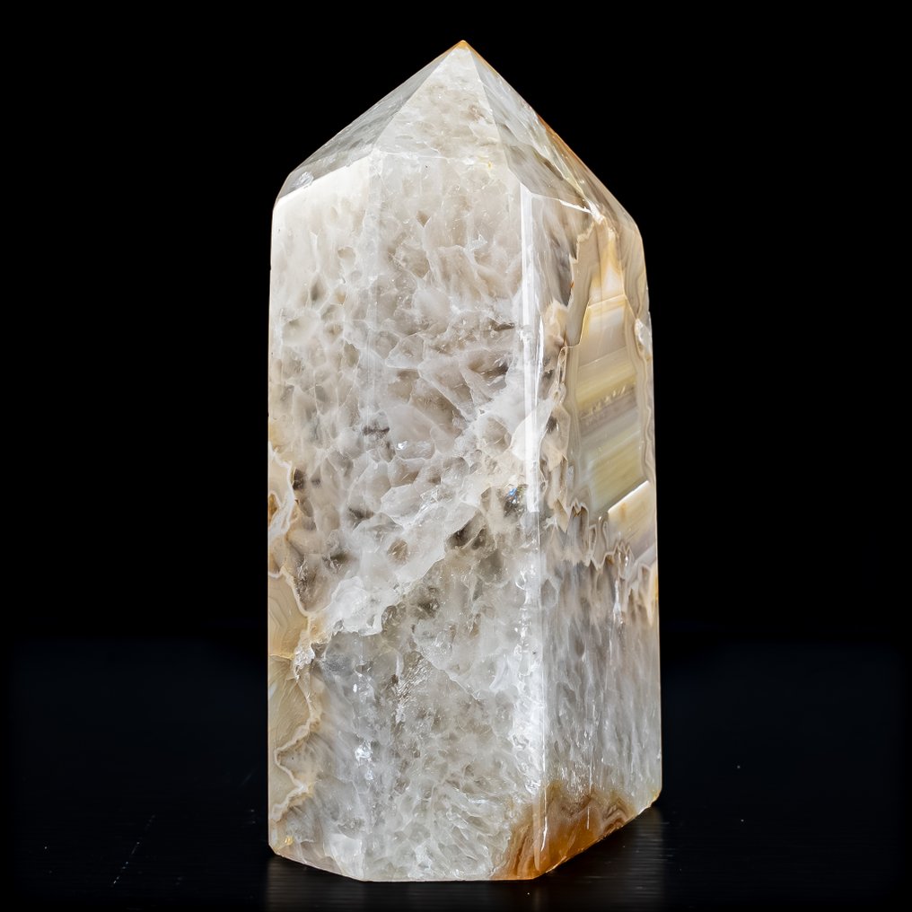 Természetes achát kalcedon obeliszk kristály Brazíliából – drúzával A természet remekműve a legmagasabb minőségben.- 903.71 g #3.2