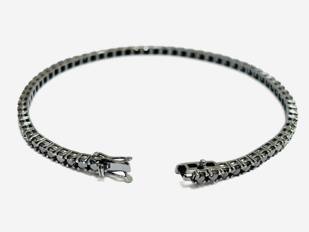 网球手链 - 18K包金 白金 -  10.30ct. tw. 钻石 (经彩色处理)  - 意大利制造 #3.2