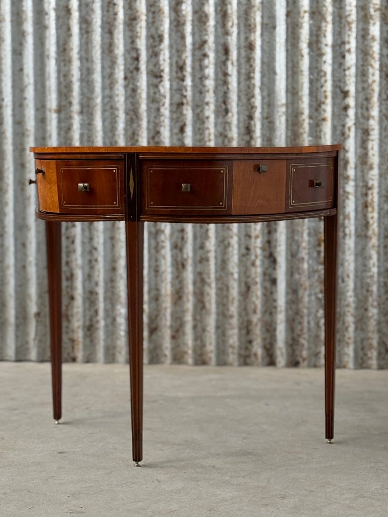 Consola - Meia-lua, mesa de canto, mesa de meia-lua, - Ebano, Padauk - Estilo Jean-Joseph Chapuis. #1.0