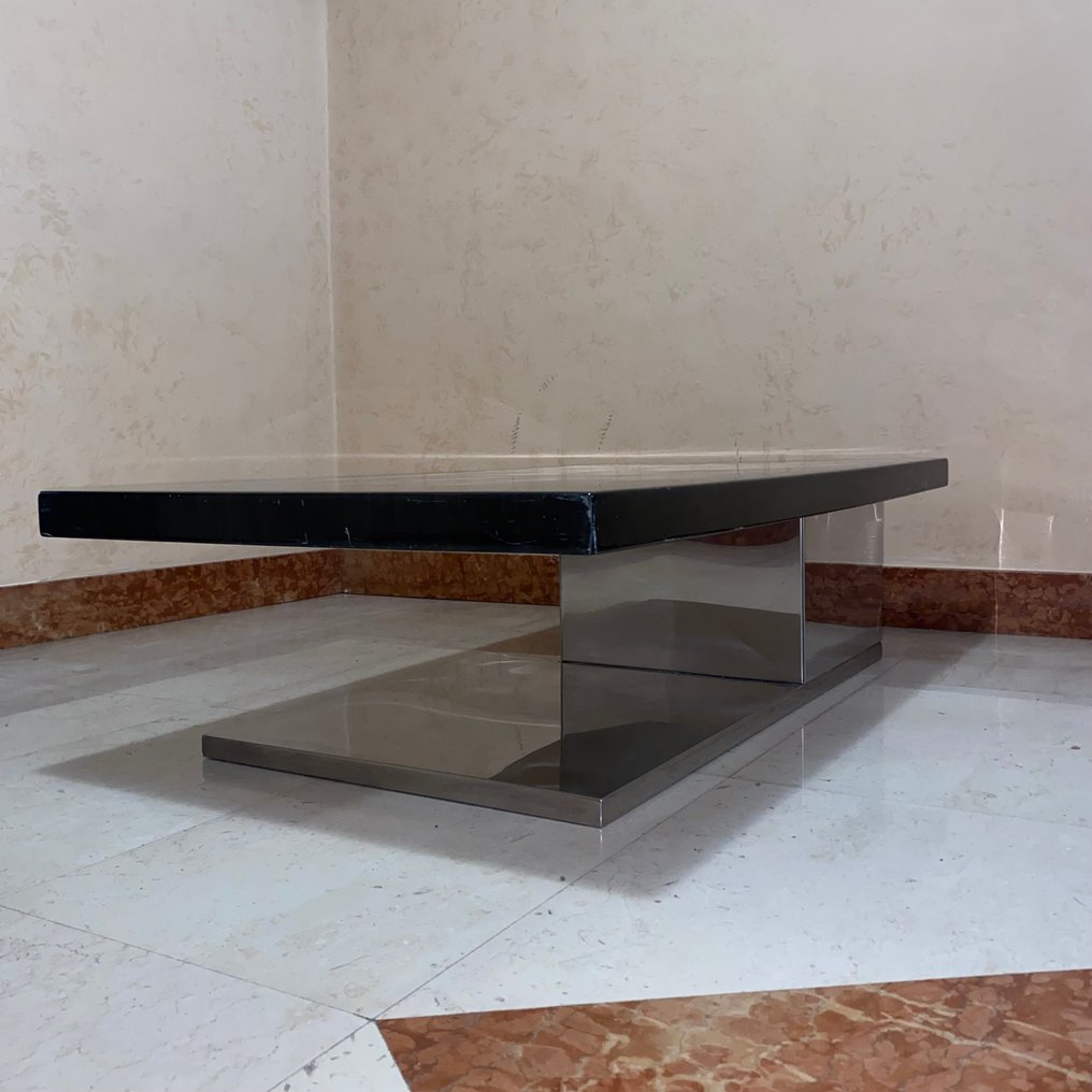 Soffbord - stålplåt - Vintage soffbord från 70-talet, klätt i laminat och stålplåt. #1.0