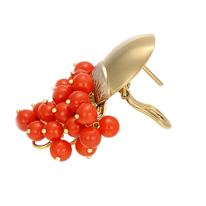 Øredobber - 18 karat Gull Korall #3.2