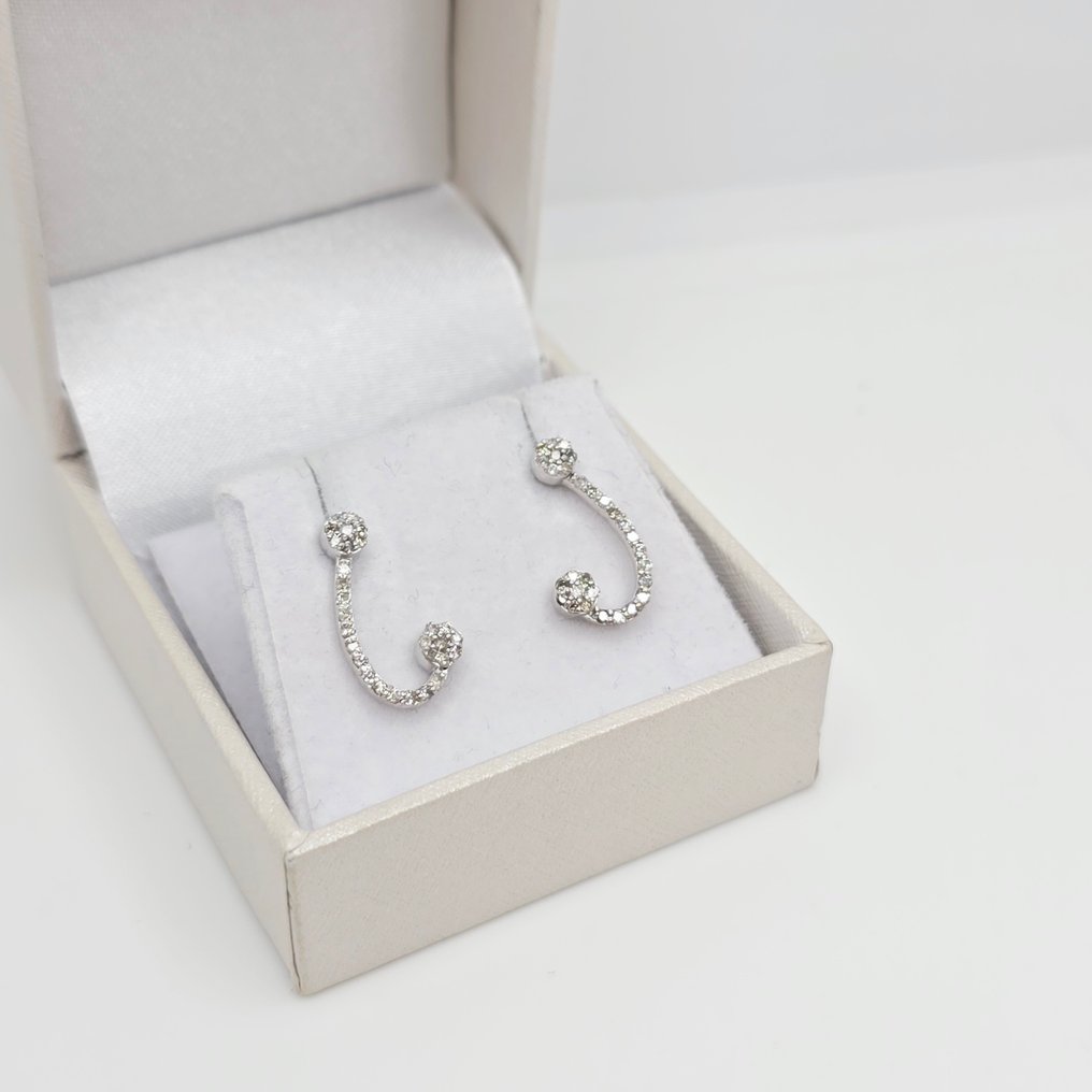 Nincs minimálár - Drop fülbevaló - 14 kt. Fehér arany - 0.36ct. tw. Gyémánt (Természetes) #4.3