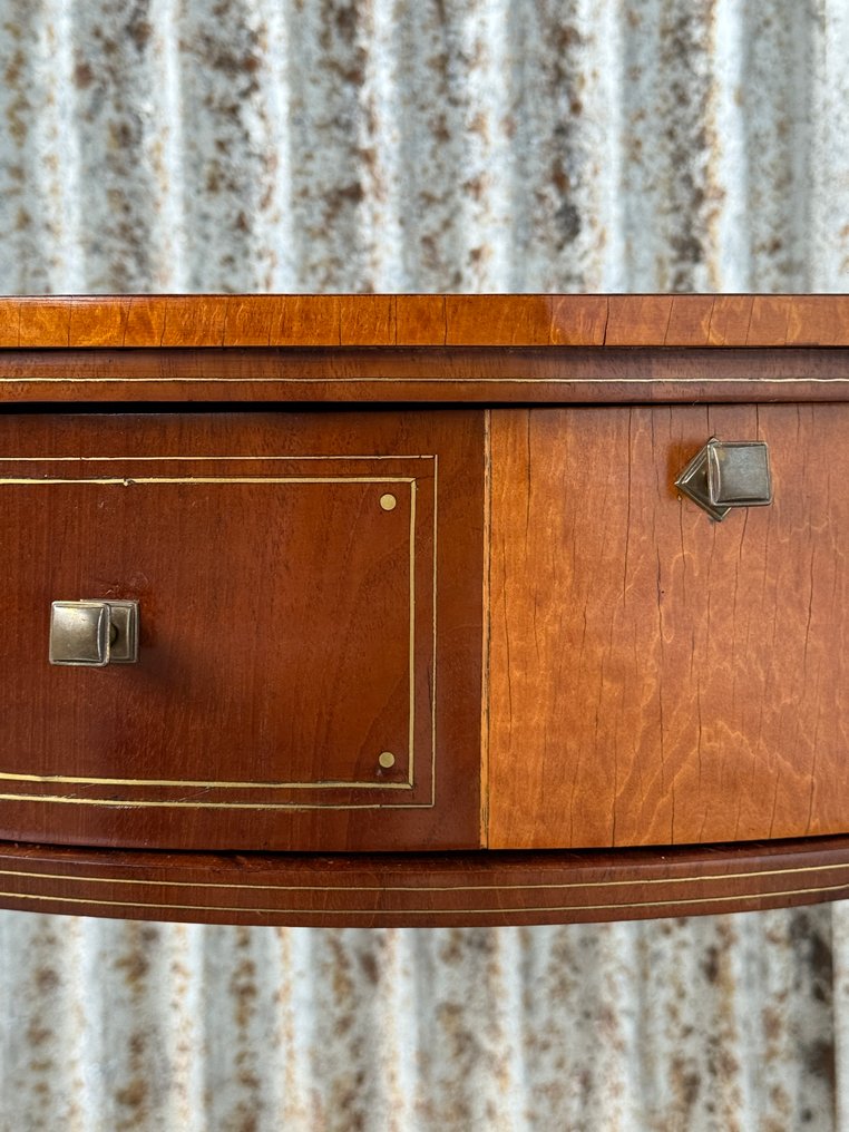 Consola - Meia-lua, mesa de canto, mesa de meia-lua, - Ebano, Padauk - Estilo Jean-Joseph Chapuis. #4.3