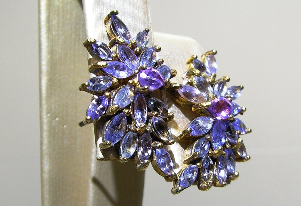 Τανζανίτης σκουλαρίκια - Ύψος: 25 mm - Πλάτος: 19.5 mm- 5.4 g - (2) #2.1