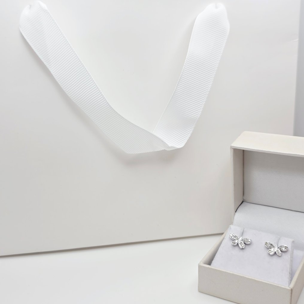 Nincs minimálár - Drop fülbevaló - 14 kt. Fehér arany - 0.30ct. tw. Gyémánt (Természetes) #2.1