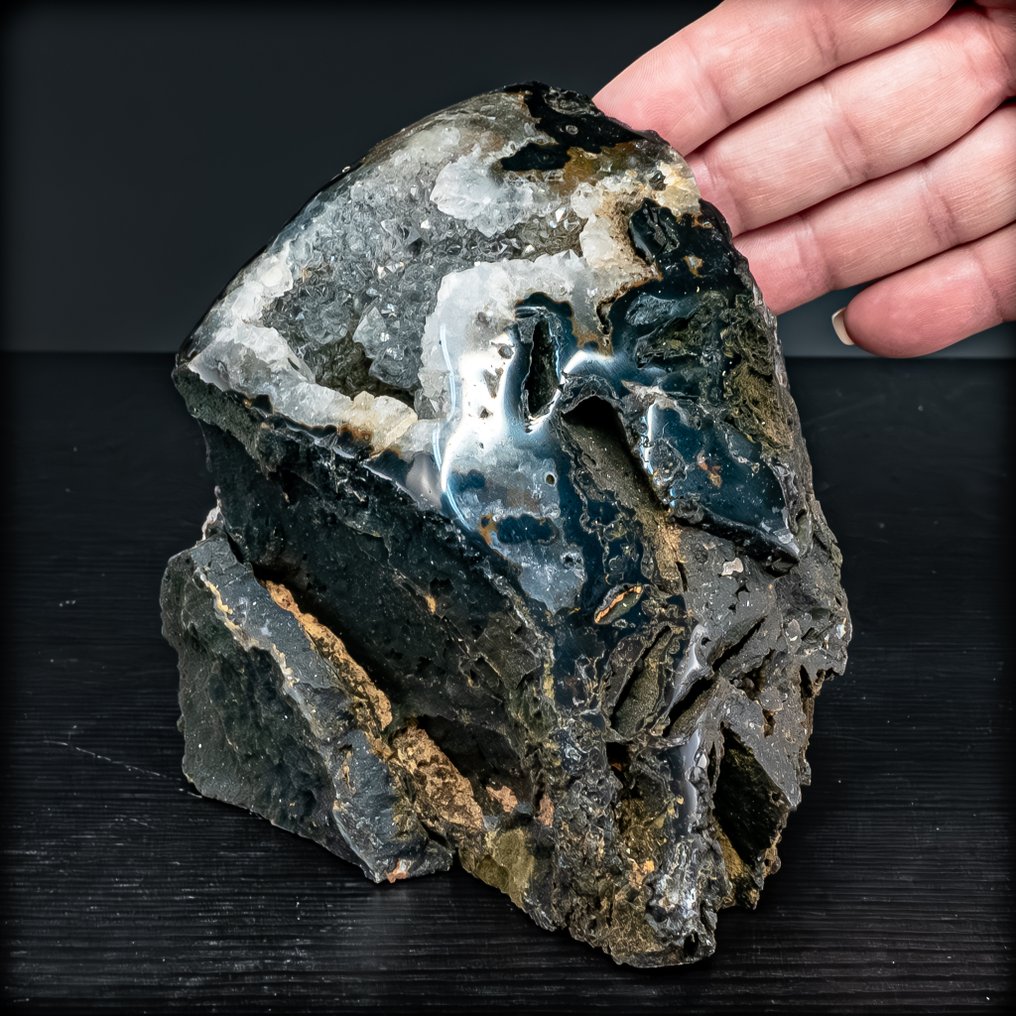 独特的黑玛瑙簇 大自然的宝石,来自巴西- 898.37 g #2.1