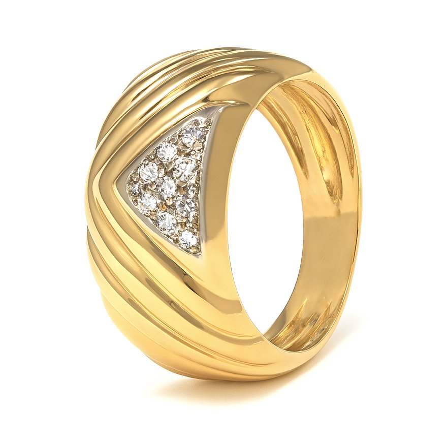 戒指 - 18 克拉 白金, 黃金 - 0.08ct. tw. 鉆石 (天然) #1.0