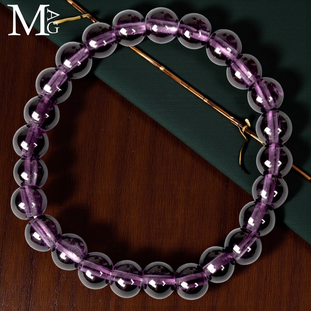 Βραχιόλι από Βολιβιανή αμέθυστο – 25 σφαίρες των 8 mm - Ύψος: 200 mm - Πλάτος: 8 mm- 16 g #3.2