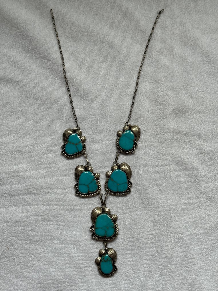 Collar with six elements with turquoise inlay - Raymond Beard - Navajo - U.S. #1.0