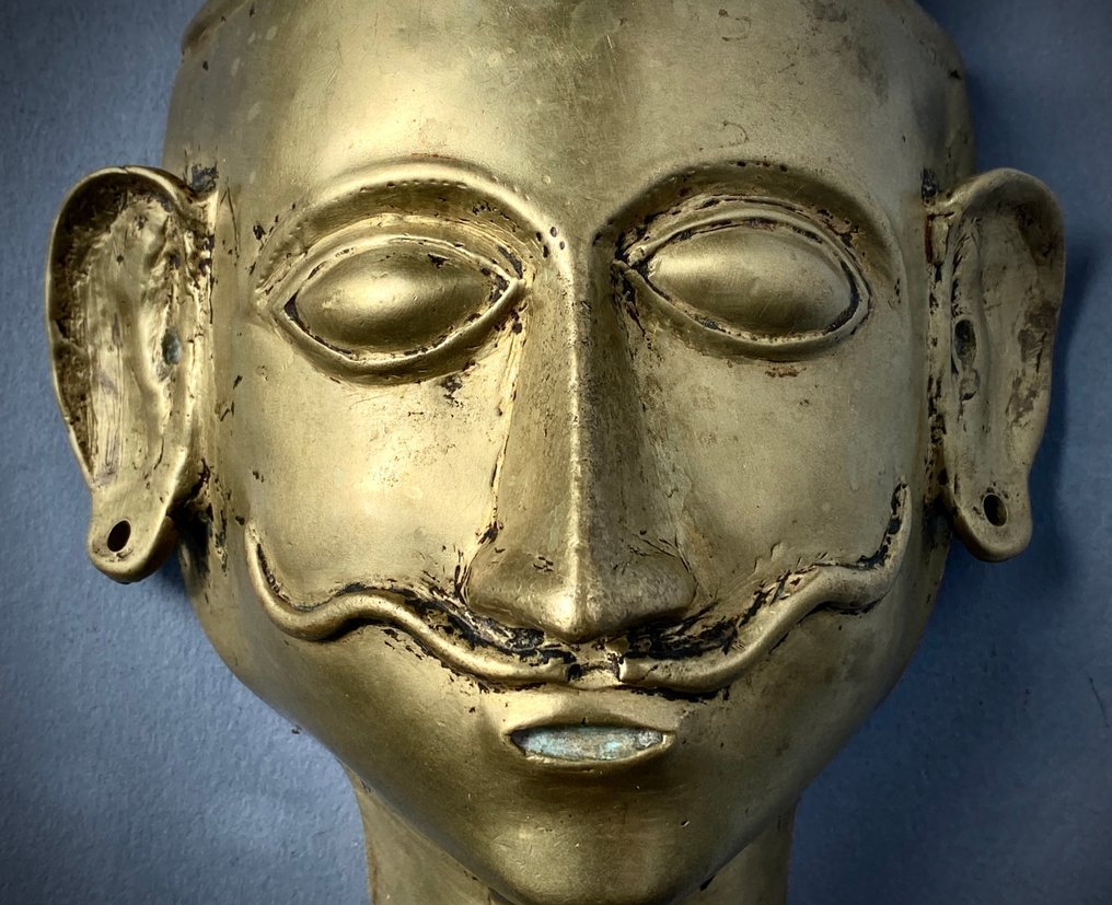 Szobor, Grande Mūkha-liṅga, maschera rituale per Śiva-liṅga, India, XIX secolo - 23.5 cm - Bronz öntés perzsa viasz technikával #2.1