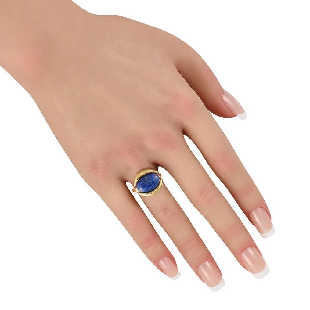 Cartier - Bague - 18 carats Or jaune, Bague vintage en or jaune 18 carats avec lapis lazuli Lapis-lazuli #1.0