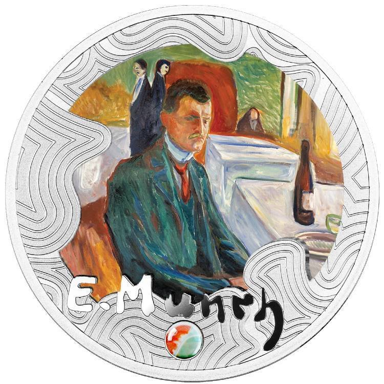 Cameroon. 500 Francs 2024 Self-Portrait with a Bottle of Wine - Edvard Munch - Proof (.999) 1/2 oz  (Sem preço de reserva) #1.0