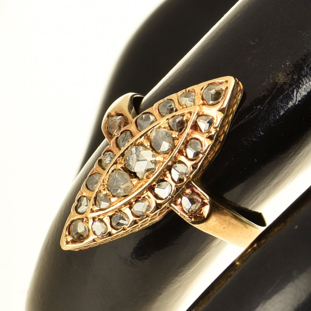 鸡尾酒戒指 - 18K包金 黄金 钻石 (天然)  #1.0