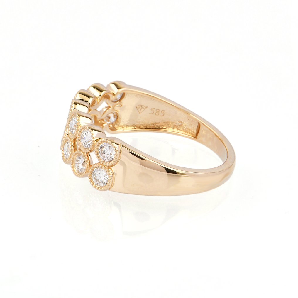 Bague - 14 carats Or jaune - 0.77ct. tw. Diamant (Naturelle) - Diamant - Bazel set Bubble Ring #3.2