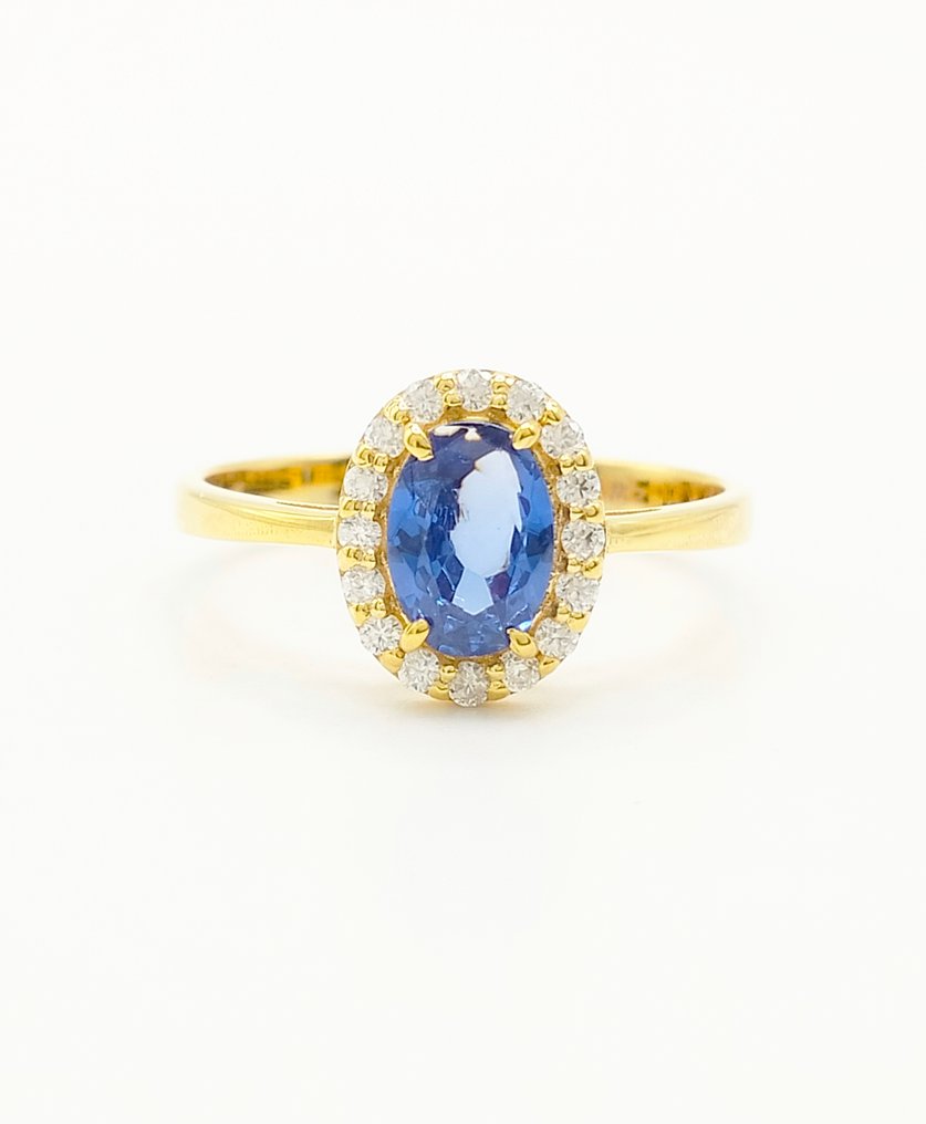 χωρίς τιμή ασφαλείας - Δαχτυλίδι - 14 καράτια Κίτρινο χρυσό Ζαφείρι - Διαμάντι #1.0