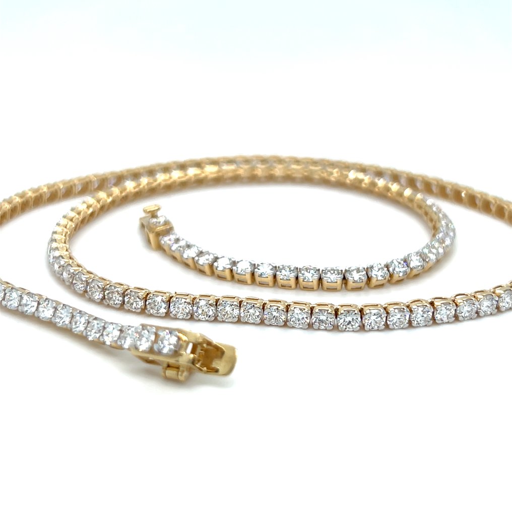 Zonder minimumprijs - Halsketting - 14 karaat Geel goud - 9.15ct. tw. Diamant (Lab-grown) #2.1