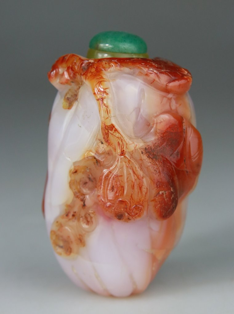 Κινεζική τσαγιέρα από αχάτη, γλυπτό. - Άσπρη και σκουριά Agate Cornaline - Κίνα - Qing - 19ος αιώνας #1.0