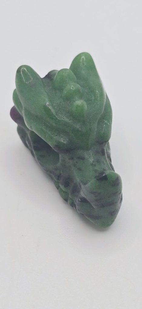 Ζωϊσίτης - Εξαιρετική κεφαλή δράκου από φυσική ρουμπίνι ζοϊσίτη - φυλαχτό - Φυλακτό - Κρανίο δράκος #1.0