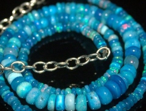 天然Opale项链 AAA+ 蓝色 46克拉- 11 g - (1) #4.3