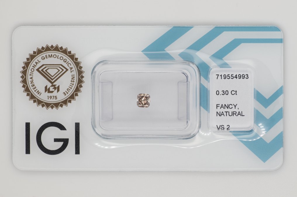 没有保留价 - 1 pcs 钻石  (天然色彩的)  - 0.30 ct - 枕形 - Fancy 稍帶黄色的 棕色 - VS2 轻微内含二级 - 国际宝石研究院（IGI） #1.0