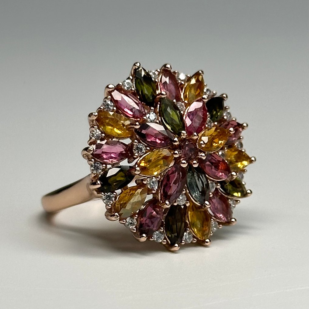 沒有保留價 - 戒指 925玫瑰银天然 電氣石 #3.2