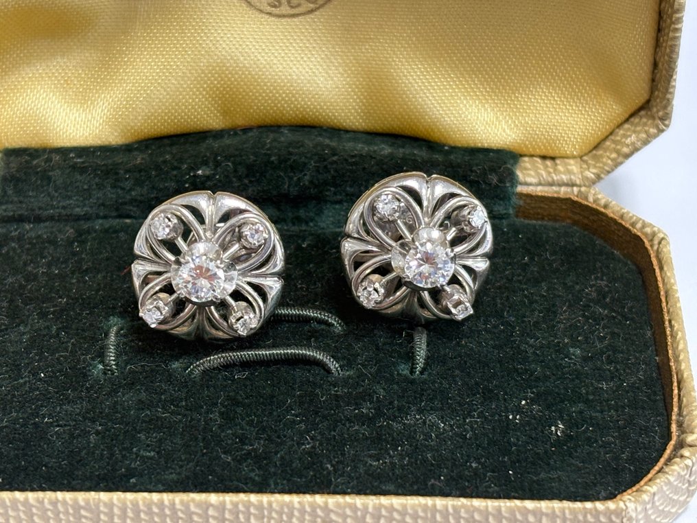 Cercei - 18 ct. Aur alb -  0.58ct. tw. Diamant (Natural)  #2.1