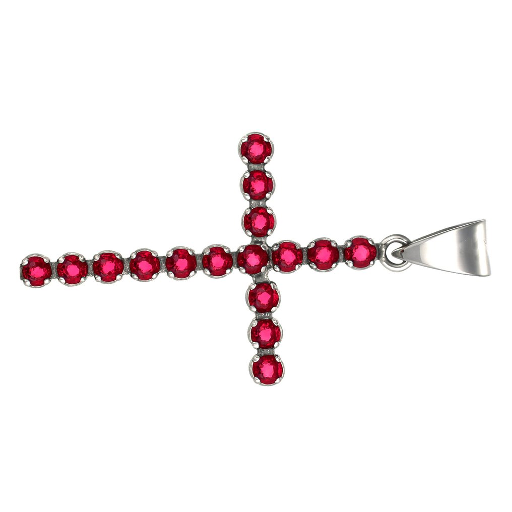 墜飾 - 18 克拉 白金 - 0.56ct. tw. 紅寶石 #1.0