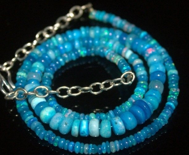 天然Opale项链 AAA+ 蓝色 46克拉- 11 g - (1) #1.0