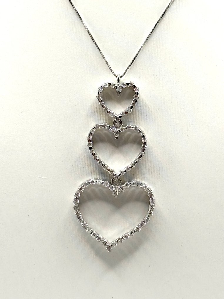 Ketting met hanger - 18 karaat Witgoud - 0.60ct. tw. Diamant (Natuurlijk) #3.2