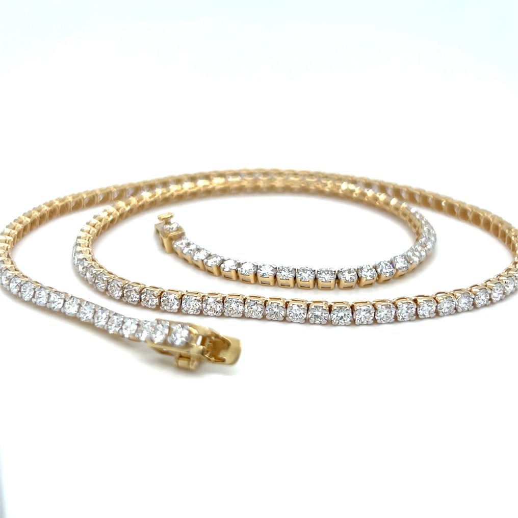 Zonder minimumprijs - Halsketting - 14 karaat Geel goud - 9.15ct. tw. Diamant (Lab-grown) #1.0