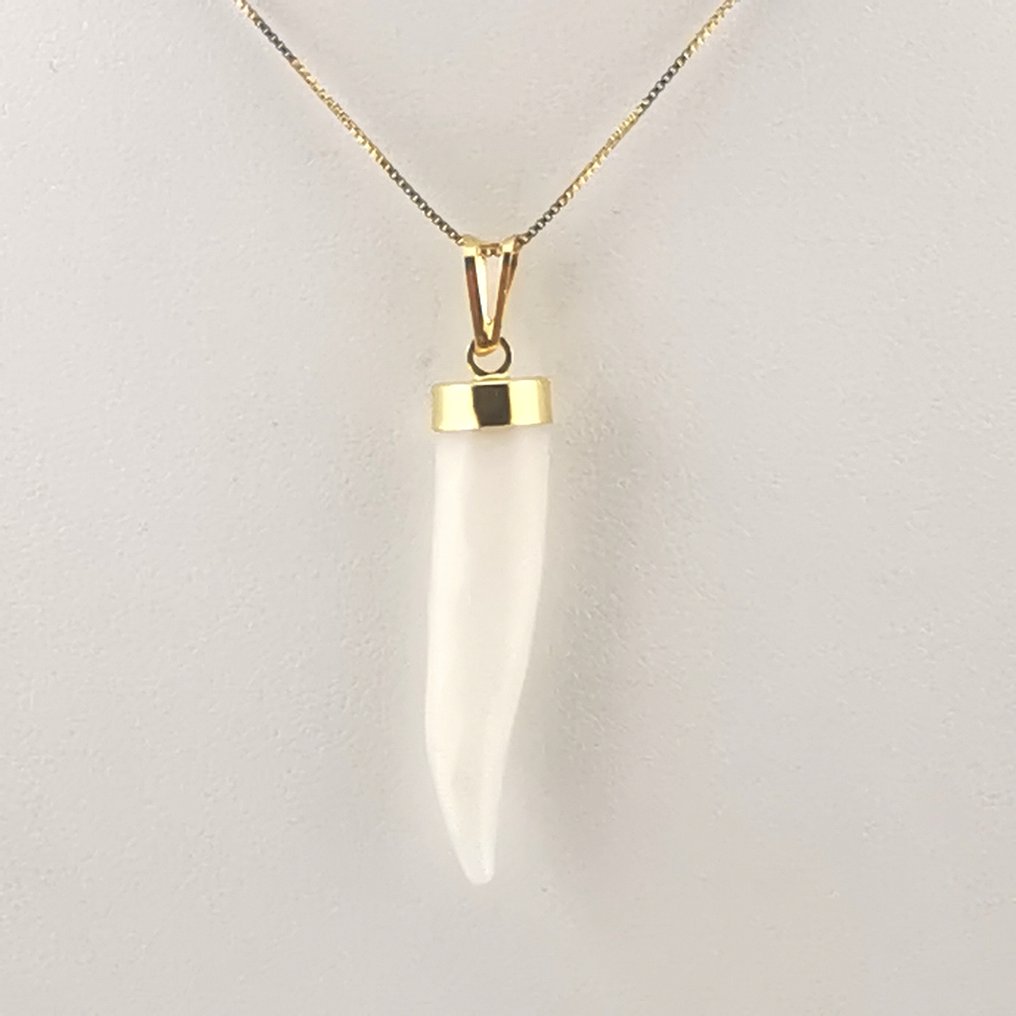 珊瑚 - 银 - 吊坠项链 - 手工雕刻 #3.2