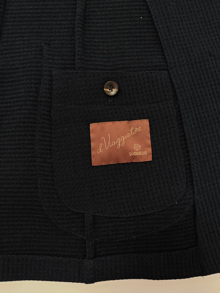 RRP 650€ SANTANIELLO Blue Jacket Wrinkle-Resistant Wool Handmade in Italy - 48 IT - Marynarka - Nowe z metkami #4.3