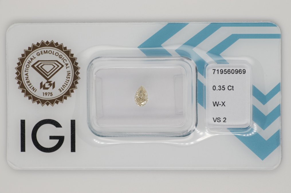 Fără preț de rezervă - 1 pcs Diamant (Natural) - 0.35 ct - Pară - VS2 - IGI (Institutul gemologic internațional) #1.0