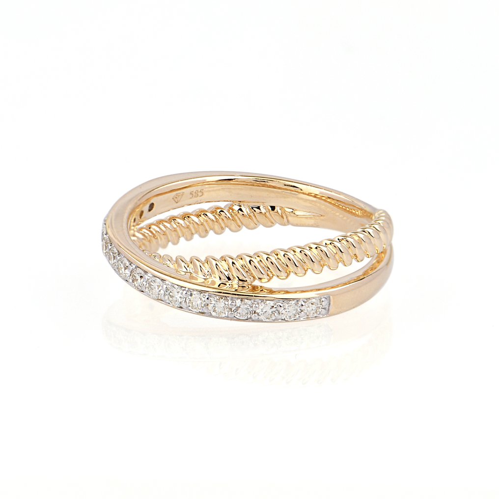 Δαχτυλίδι - 14 καράτια Κίτρινο χρυσό - 0.30ct. tw. Διαμάντι (Φυσικό) - Cross Over Ring #4.3