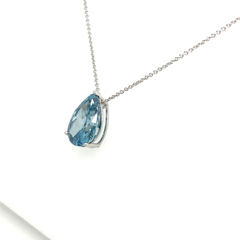 Κολιέ - 14 καράτια Λευκός χρυσός -  3.13ct. tw. Μπλε Διαμάντι (Διαμάντια εργαστηριακής καλλιέργειας με φανταχτερά χρώματα) #3.2