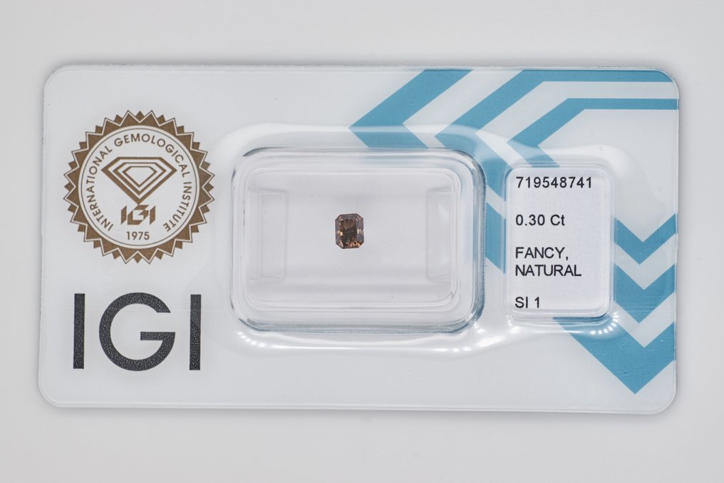 没有保留价 - 1 pcs 钻石  (天然色彩的)  - 0.30 ct - 矩形 - Fancy deep 稍帶黄色的 棕色 - SI1 微内含一级 - 国际宝石研究院（IGI） #1.0