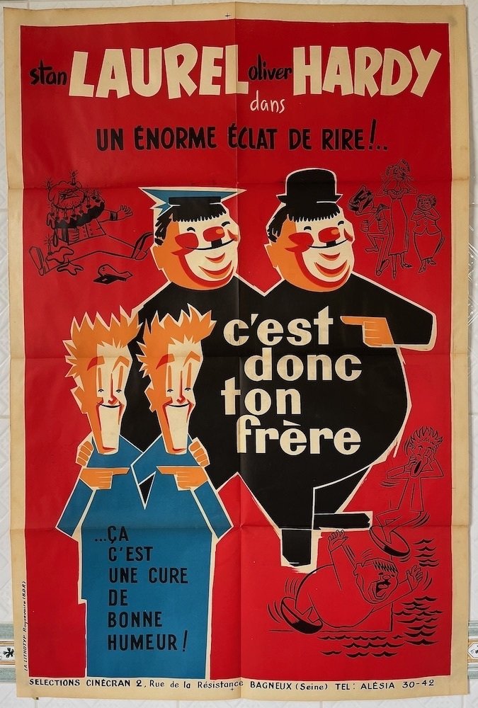 Laurel & Hardy - Our relations (1936 RR1950s) - Original French poster cinema re-release 120x80 cm - Nice artwork in lithography #1.0