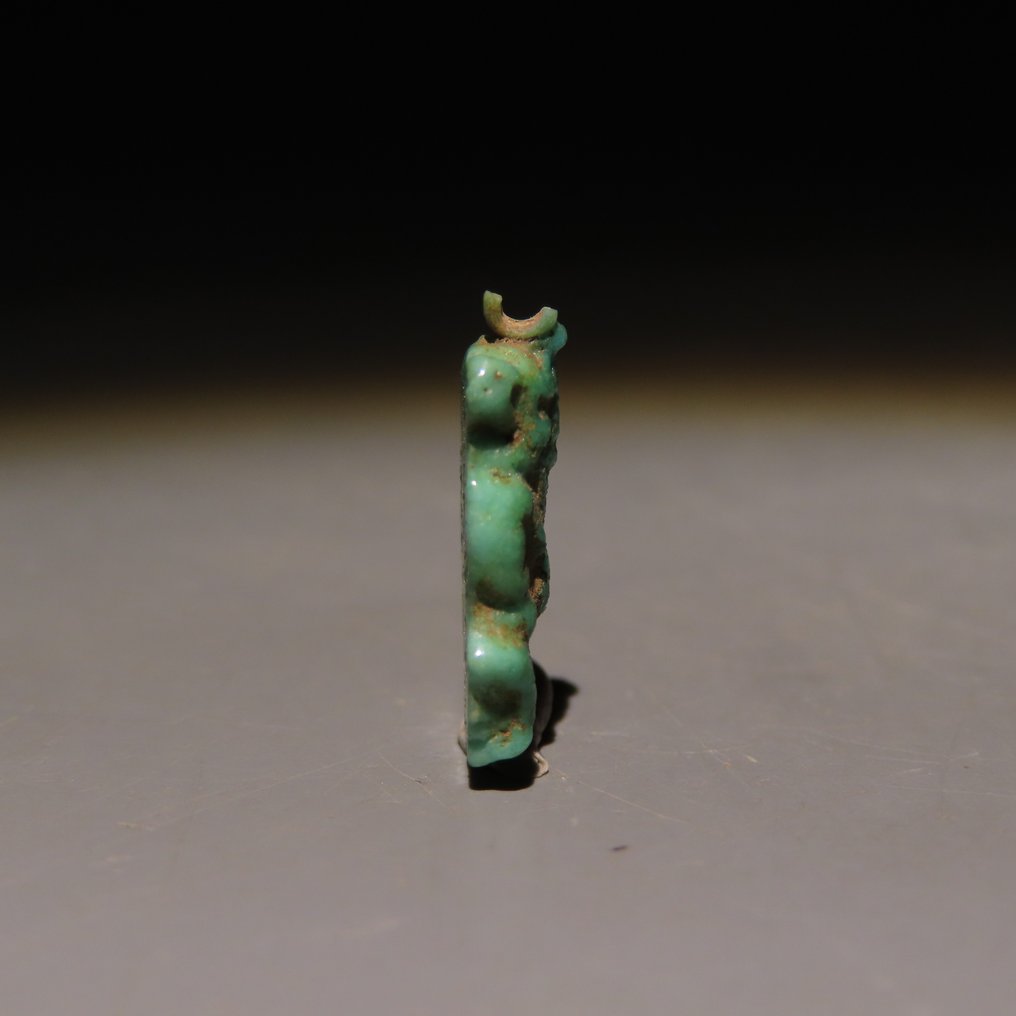 Αρχαία Αιγυπτιακή Faience Μπες Αμύλετ. Νεότερη Αυτοκρατορία, Περίοδος Αμαρνά, 1353 - 1336 π.Χ. ύψος 1,6 εκ. #3.2