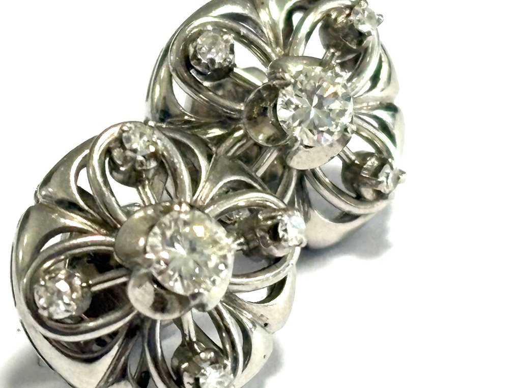 Cercei - 18 ct. Aur alb -  0.58ct. tw. Diamant (Natural)  #1.0