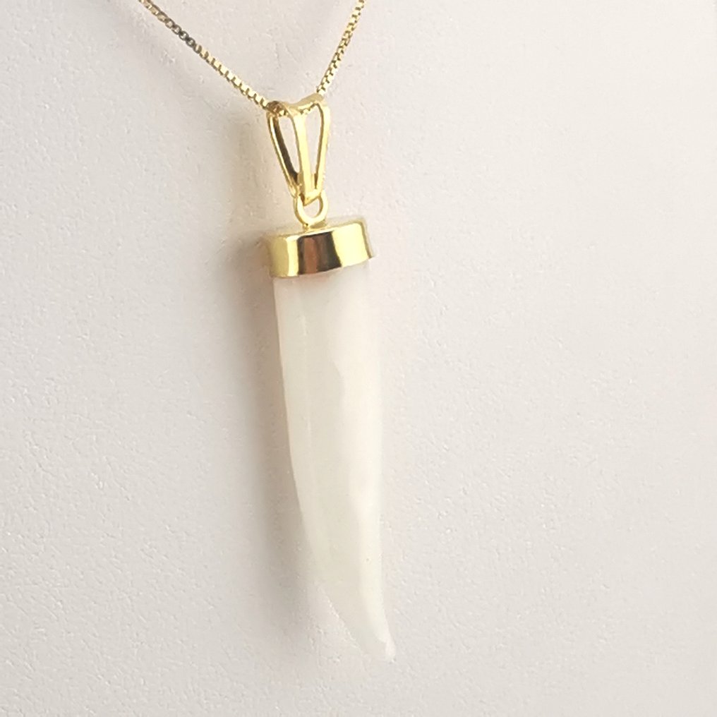 珊瑚 - 银 - 吊坠项链 - 手工雕刻 #4.3