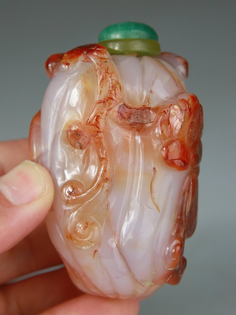 Κινεζική τσαγιέρα από αχάτη, γλυπτό. - Άσπρη και σκουριά Agate Cornaline - Κίνα - Qing - 19ος αιώνας #3.2