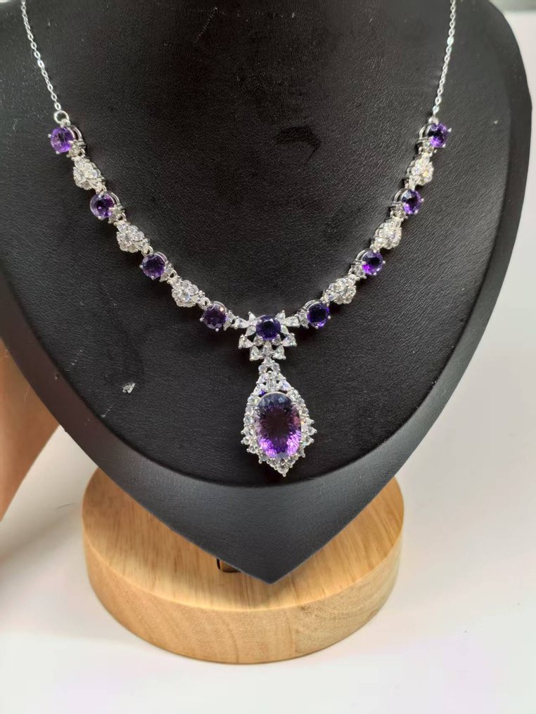 Senza Prezzo di Riserva - Collana Argento -  10.00ct. tw. Ametista #4.3