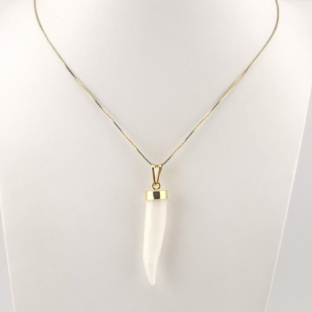 珊瑚 - 银 - 吊坠项链 - 手工雕刻 #2.1