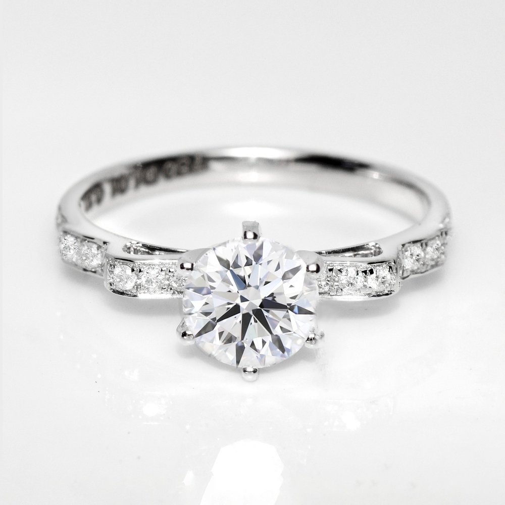 沒有保留價 - 戒指 - 18 克拉 白金, IGI 1.00 克拉 2EX G 无瑕 FL -  1.20ct. tw. 鉆石 (天然) - 鉆石 #1.0